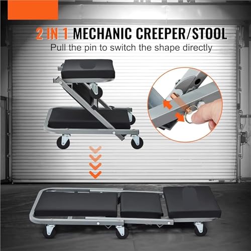 Under Car Roller Creeper Mechanic Creeper, 36" Z Seat, Low Profile with 6 pcs Wheels in Garage/Shop for Fathers Day