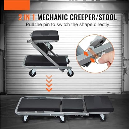 Under Car Roller Creeper Mechanic Creeper, 36" Z Seat, Low Profile with 6 pcs Wheels in Garage/Shop for Fathers Day