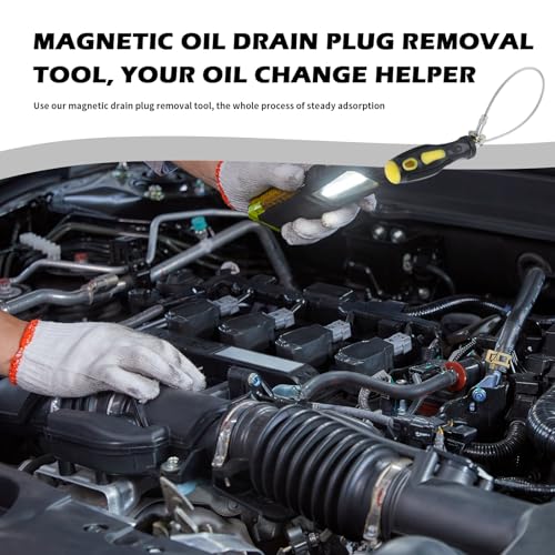 Magnetic Oil Drain Plug Removal Tool,14.45" Flexible Car Oil Plug Removal Tool with Anti-Slip Handle as Oils Change Tools,Anti Scald Magnetic Drain Plugs Removals Tools