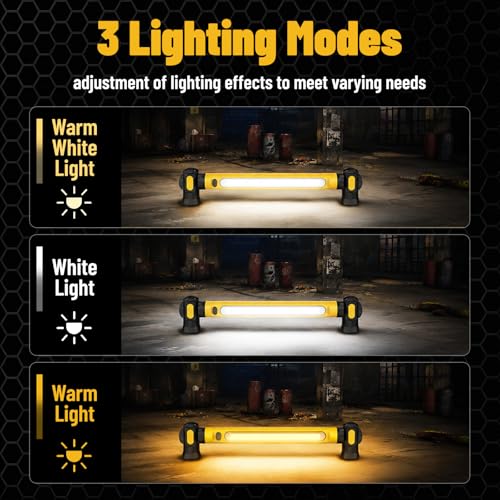 Under Hood Work Light, 3000lm Rechargeable Magnetic LED Light Bar with 360° Rotation & Hooks for Car Repairing, Garage, Mechanic, Camping & Emergency