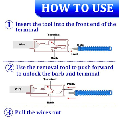 41 Pcs Terminal Pin Removal Tools with Blow-Molded Case - Electrical Pin Removal Tools Automotive Depinning Tool Kit for Automotive & Household Devices Most Connector, Blue - color: blue