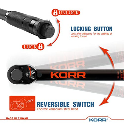 KORR Tools KTW002 3/8-Inch Drive Click Torque Wrench (5-80 ft.-lb.)