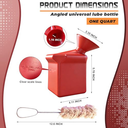 Angled Tire Lube Bucket Kit,for Coats Center Post Changers, 12.6" Length,1.25 Quart Capacity,with 4 Lube Swabs,Durable & Efficient Tire Mounting Lubricant Container for Professional Use(Red) - size: Angled Tire Lube Bucket Kit-Red