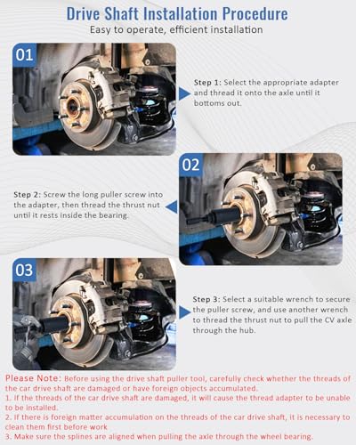 Drive Shaft Puller Extractor Tool Set Compatible with BMW Porsche Subaru VW E32 X5, 7PCS CV Axle Shaft Pulley Puller Removal Kit with 6 Adapters (M16, M20, M22, M24, M27, M30)