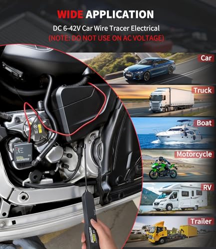 EM415Pro Wire Tracer Electrical Automotive Open & Short Finder With Battery, 6-42V DC Circuit Tester Automotive Circuit Breaker Finder Fault Probe Wire Tracker Electrical for Car, Boat,Trailer
