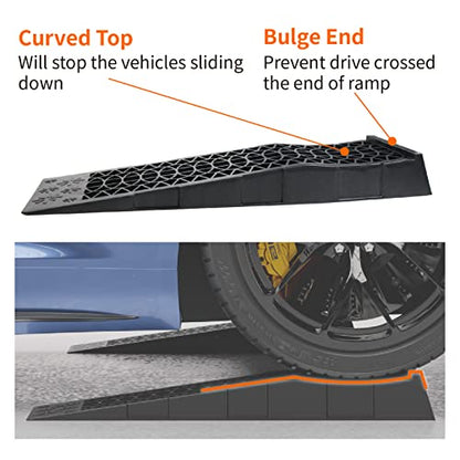 OULEME Low Profile Car Service Ramp with Anti-Slip Pads, 2-1/2" Lifting Height, 4 Pack, Portable for Lift Lowered Low Down Rise Clearance Racing Sports Car Vehicle Maintenance - size: L27.5" (4 PACK)