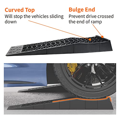 OULEME Low Profile Car Service Ramp with Anti-Slip Pads, 2-1/2" Lifting Height, 4 Pack, Portable for Lift Lowered Low Down Rise Clearance Racing Sports Car Vehicle Maintenance - size: L27.5" (4 PACK)