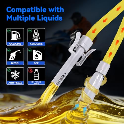 SINCEHOLY Electric Fuel Transfer Pump with Auto-Stop, 3.2 GPM Electric Gas Can Pumps, Battery/12V DC Powered, 4 Size Adapters, Leak-Proof Gasoline Diesel Kerosene Siphon Pump for Cars, Mowers, Boats