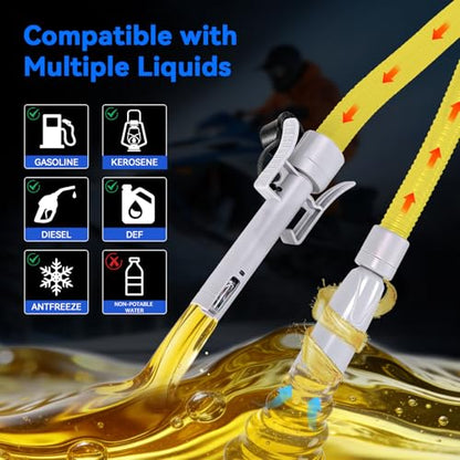 SINCEHOLY Electric Fuel Transfer Pump with Auto-Stop, 3.2 GPM Electric Gas Can Pumps, Battery/12V DC Powered, 4 Size Adapters, Leak-Proof Gasoline Diesel Kerosene Siphon Pump for Cars, Mowers, Boats