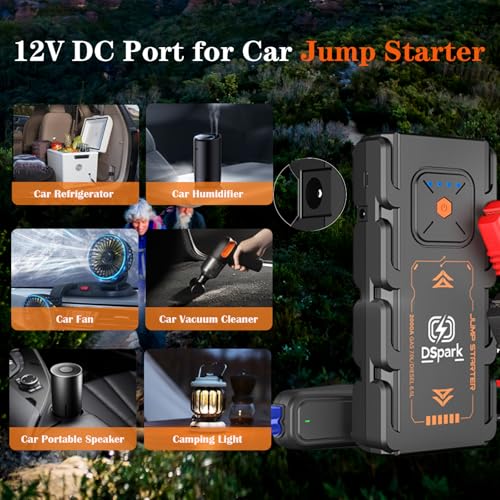 Compact 2000A Car Jump Starter, Ultra-Portable & Beginner-Safe Battery Booster for Up to 7.0L Gas / 6.5L Diesel, Lightweight 12V Jump Box with USB Fast Charge & LED Emergency Light - style: G21C