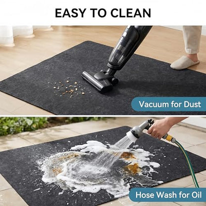 Oil Spill Mat 60" x 72", Absorbent Garage Floor Mat for Under Car, Waterproof Oil Pad, Reusable Washable Durable Maintenance Mat, Protects Garage Driveway Workshop from Spills and Stains, Black
