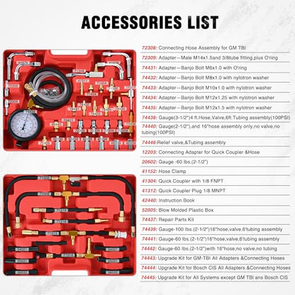 Nilight Fuel Injection Pressure Tester Kit, 0-140 PSI Fuel Pressure Gauge Master Automotive Test Tool for Most Car Truck Motorcycle SUV ATV RV - color: Master A
