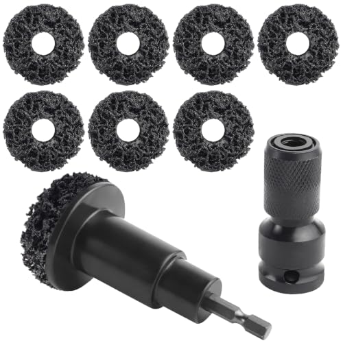 FLYPIG Wheel Hub Cleaning Tool, Wheel Stud Cleaner Resurfacing Tool Kit | Stud Removal Tool With 8 Pads, Quick Rust Removal On Lug Studs And Brake Rotors, For 1/2" Driven Wrenches Or Electric Drills