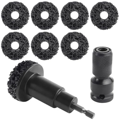 FLYPIG Wheel Hub Cleaning Tool, Wheel Stud Cleaner Resurfacing Tool Kit | Stud Removal Tool With 8 Pads, Quick Rust Removal On Lug Studs And Brake Rotors, For 1/2" Driven Wrenches Or Electric Drills