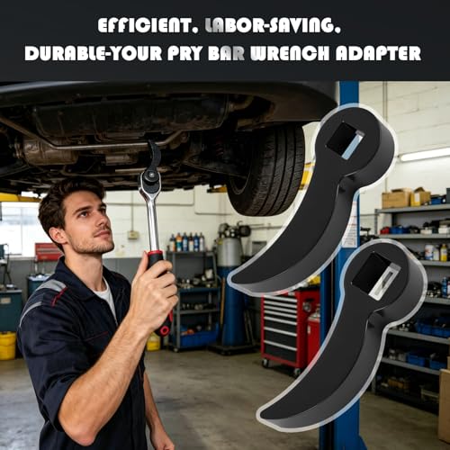 2PCS Pry Bar Wrench Adapter with 1/2" & 3/8" Square Drive Port,Bull Horn Car Half Shaft CV Axle Removal Tool for Use in Tight Spaces,Adjustable Crowbar Head CV Joint Removal Tool
