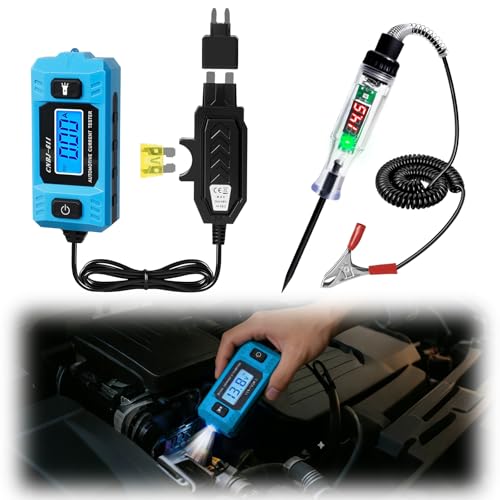 1797 Automotive Circuit Relay Tester & Digital Test Light Kit, Car Electrical 20A 48V High-Precision Blade Fuse Current Checker with LCD, 5–90V Power Probe Voltage Tester (Battery Not Included)