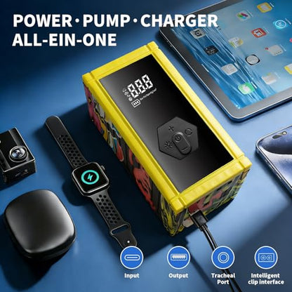 Portable Car Battery Jump Starter with Air Compressor, 8000A Jump Pack for 9.0L Gas/8.0L Diesel, 150PSI Tire Inflator Air Pump, 12V Jump Box Power Pack Booster with LED Light for Emergency - size: Enhanced Version