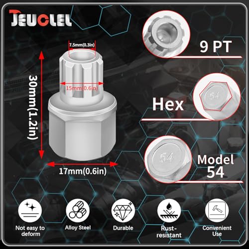 54/9PT Wheel Locking Nut Key Compatible with VW, Audi, Nut Removal | Wheel Lock Nut Socket Adapter, Anti-Theft Screw Remover, Hand Repair Tool, Tyre Fitting, garage - color: 54/9PT