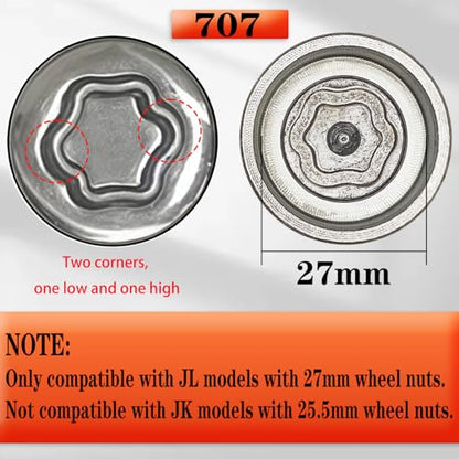 JL 707 for 27mm Nuts, Wheel Locking Nut Key for Jeep (JL) Dodge | Wheel Lock Nut Socket Adapter, Anti-Theft Lug Nut Removal Tool, Anti-Theft Screw Remover, Repair Tool, Tyre Fitting, garage - size: 707
