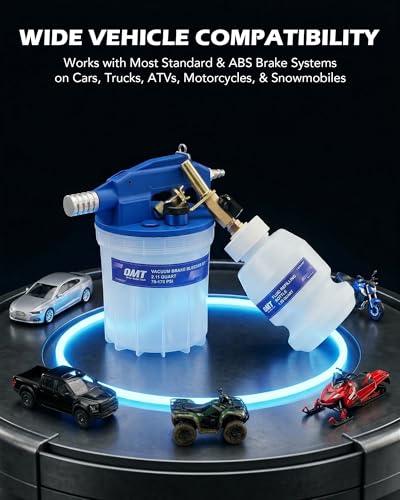 OMT 2L Vacuum Brake Bleeder Kit, 2.1 qt Pneumatic Brake Fluid Bleeder Kit | ABS Brake Fluid Extractor 1L Refilling Bottle 19 Adapters, One-Person Brake Bleed Fluid Pump Brake Bleeding Tool - size: 2L Standard Set