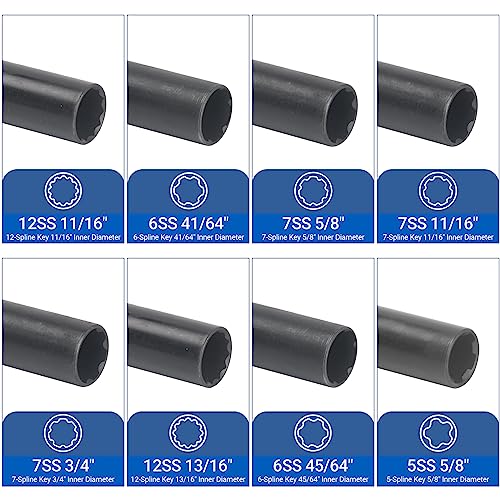 MABLEVI 8PCS Wheel Lock Removal Kit, SAE Metric Locking Lug Nut Master Key Set for Aftermarket and Factory Wheel Tire Keys, Removing Spline Lug Nut Socket - size: Standard 8pcs