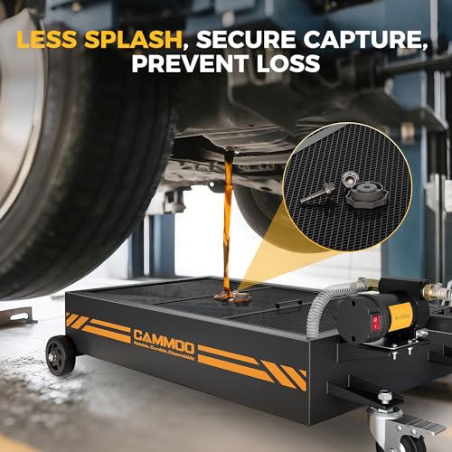 CAMMOO 15 Gal Electric Oil Drain Pan, 110V High-Flow Pump, 9.8 FT Hose, 200 W Motor, 2 Locking Swivel Casters and 2 Directional Wheels Stable, Folding Handle, Heavy-Duty for Trucks, RVs, SUVs, Black - color: Black