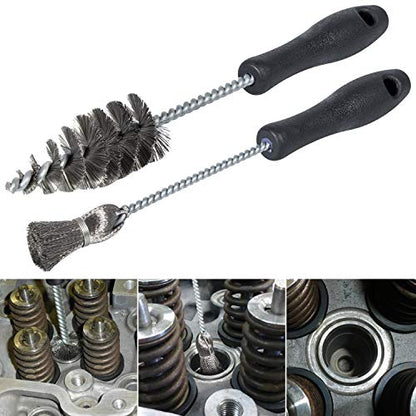 Injector Sleeve Cup/Seat/Bore Cleaning Brush Kit Replace AP0084 AP0085 3252 For 1994~2018 Ford Powerstroke 6.0L 6.4L 6.7L 7.3L / Caterpillar 3126 C7 C9 / Navistar/Maxxforce Stainless Steel (2 PCS)