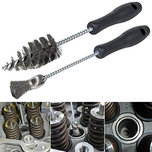 Injector Sleeve Cup/Seat/Bore Cleaning Brush Kit Replace AP0084 AP0085 3252 For 1994~2018 Ford Powerstroke 6.0L 6.4L 6.7L 7.3L / Caterpillar 3126 C7 C9 / Navistar/Maxxforce Stainless Steel (2 PCS)