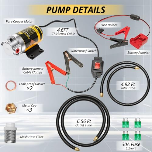 12V 100W Oil Transfer Pump, 5.8L/Min High Flow Oil Change Pump With Battery Adapter Compatible with Milwaukee M18 Battery, Fluid Transfer Pump for Truck, Motorcycle, Boat, Generator, Lawn Mower - color: SET 03