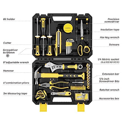 ENVENTOR Home Tool Kit, Basic Household Auto Repair Tool Set with Toolbox Storage Case, General Household Tool Kit for Men Women Home Maintenance, DIY Projects, 90 PCS General Hand Tools Kit - size: Small tool set-90PCS