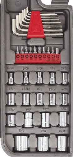 Apollo Tools 79 Piece Multi-Purpose SAE and Metric Tool Set with Sockets for the Garage, Home or on the Road. Includes Essential Tools for Vehicle Maintenance and Repairs - Red- DT9411 - size: 79-Piece