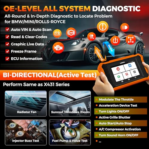 LAUNCH Creader Elite V2.0 for BMW OBD2 Scanner, 2025 Full Systems Bi-Directional Scan Tool, All Reset Services, ECU Code, Battery Registration Tool for BMW Mini RR, Lifetime Free Update, Auto VIN