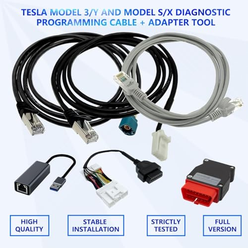 6 Pcs Diagnostic Cables Set for Tesla Model S 3 X Y, USB OBD2 Diagnostic Tools Adapter, with OBDII Adapter Harness 1013230-00-A, 1137658-00-C, 1930388-00-A - color: 6Pcs