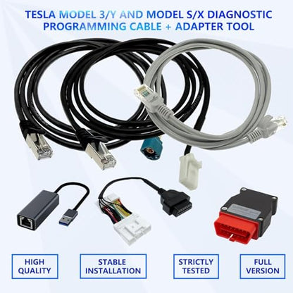 6 Pcs Diagnostic Cables Set for Tesla Model S 3 X Y, USB OBD2 Diagnostic Tools Adapter, with OBDII Adapter Harness 1013230-00-A, 1137658-00-C, 1930388-00-A - color: 6Pcs