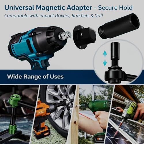 SEVKO Low Profile Socket Adapter Magnetic 7 Piece Socket Adapter Set With Impact Reducers for Tight Spaces in Automotive Garage and Home Socket Adapter Kit