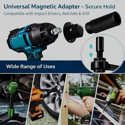 SEVKO Low Profile Socket Adapter Magnetic 7 Piece Socket Adapter Set With Impact Reducers for Tight Spaces in Automotive Garage and Home Socket Adapter Kit