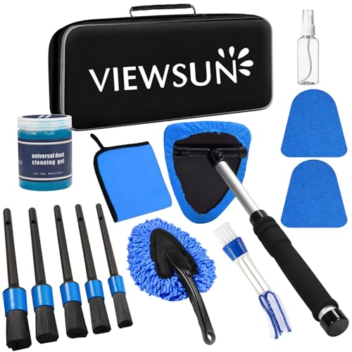 Windshield Cleaner Tool, 14Pcs Car Interior Cleaning Kit, Car Detailing Kit Interior Cleaner, Car Detailing Brushes, Car Cleaning Gel, Inside Cleaning Supplies Accessories for Women Men - color: Blue