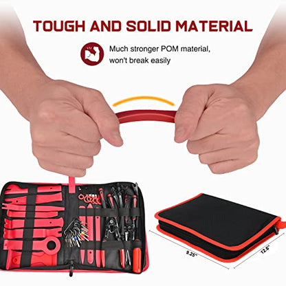 Nilight 238Pcs Trim Removal Tool, Auto Push Pin Bumper Retainer Clip Set Fastener Terminal Remover Tool Adhesive Cable Clips Kit Car Panel Radio Removal Auto Clip Pliers - color: 238 Clips+ Remover Tools Red