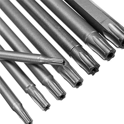 Yakamoz 8pcs 100mm Length 1/4 Inch Hex Shank Magnetic Torx Security Electric Screwdriver Bits Set - color: 8pcs/ 100mm