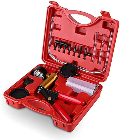 GOTOTOP Hand Held Vacuum Pump Tester Kit,Vacuum Pump Tester Brake Bleeder Set,Vacuum Pressure Pump Tester Tool Brake Fluid Bleeder Bleeding Kit for Car Motorbike Moped Motor Bike