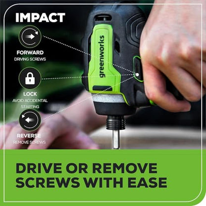 Greenworks 24V Brushless 3 pcs Cordless Power Tool Combo Kit, include Drill Driver, Angle Grinder, Impact Driver, 1 x 4Ah Batteries, 1 x 2Ah Batteries and 1× 2A Charger - size: 3PCS Combo Kits(Drill+Driver+Angle Grinder)