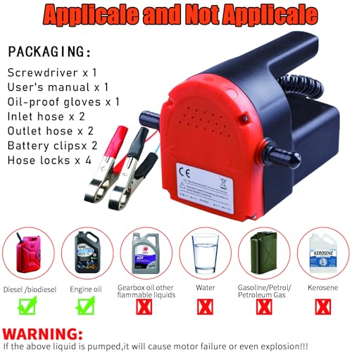 PLUMIA 12V 100W Oil Extractor Pump, Electric Fluid Transfer Pump for Engine Oil Change, Dipstick Suction Pump for Car, Boat, Motorcycle, Lawn Mower & ATV, Complete Kit