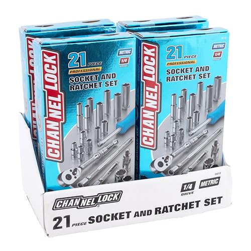 Channellock 34212 1/4" Drive Metric Socket set, 21 Piece - size: 21 Piece Metric - 1/4" Drive