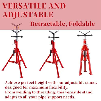 Towallmark Pipe Stands for Welding 28" - 52" Height Adjustable Pipe Stands | Heavy Duty Carbon Steel V Head Pipe Stand 2500lb Load Capacity, 1/8"-12" Capacity Foldble for Pipe Cutting Frame Fabrication