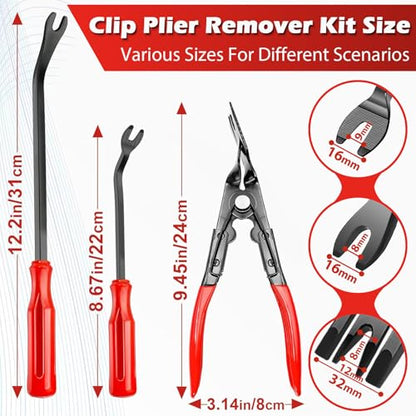 Doaho 7 Pcs Car Trim Removal Tool Kit with Non-Scratch Plastic Pry Tool and Fastener Clip Pliers for auto Safe Interior Car Panel Detachment, Dashboard, Door Clips & Upholstery – Red - color: Red-7 Pcs Trim Removal Tool Kit