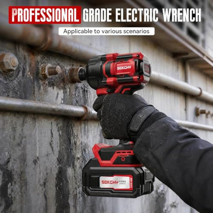 960N.m high Torque 1/2 Impact Wrench Set 2X 4.0Ah Battery | 20v Brushless cordless Electric Impact Driver 4 sleeve, outdoor Vehicle mounted Car tire Lug Nut removal tools