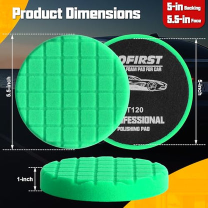 Polishing Pad 5.5 Inch, 3Pcs Green Heavy Cut Foam Buffing Pads for Car Buffer Polisher, Compounding, Polishing and Waxing - color: Green, size: 5.5 - Inch