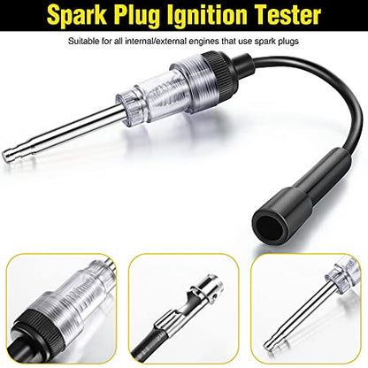 9 Pieces Automotive Compression Tester Kit and Spark Plug Tester, Universal Car and Motorcycle Engine Testing Tools for Cylinder Pressure Gauge (Black) - color: Black