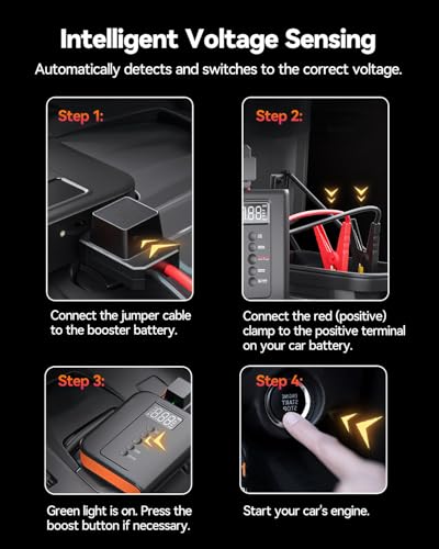 10000 amp Jump Starter with Air Compressor for Car, Battery Portable Power Pack 150PSI Tire Inflotor, USB Charge, LED Light, for All Gas and Up to 8L Diesel Engines Jumper Box