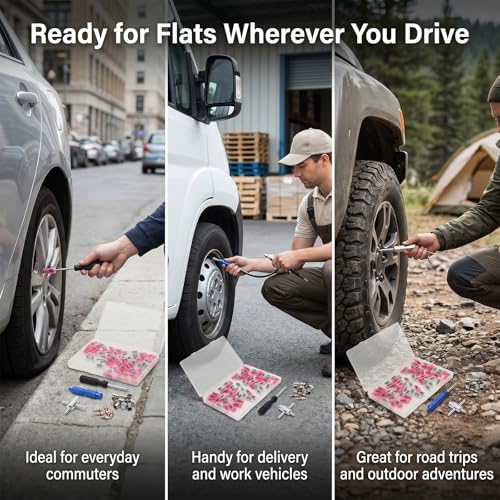 SYOWADA Tire Repair Kit, 94 PCS Tire Plug and Sealant Tools for Car Motorcycle and ATV, Complete Flat Tire Fixing Set